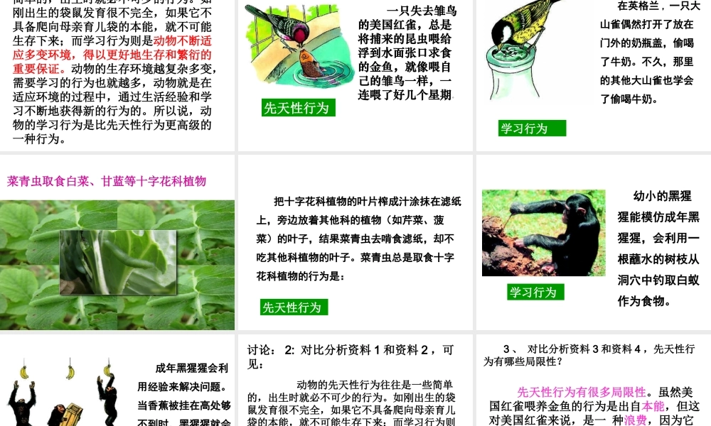 八年级生物上册 5.2.2 先天性行为和学习行为课件（1）（新版）新人教版-（新版）新人教级上册生物课件