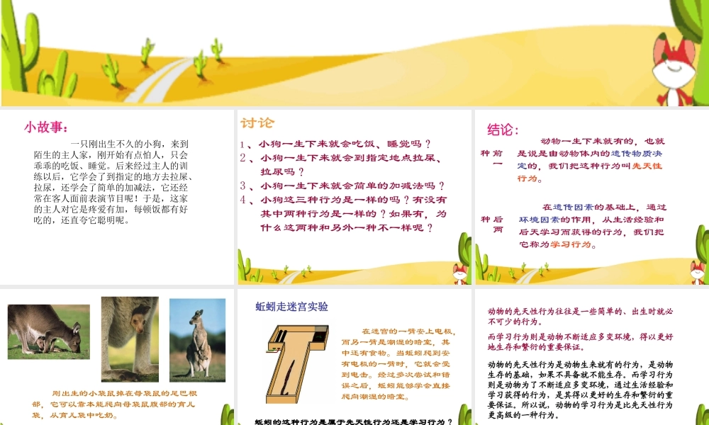 八年级生物上册 5.2.2 先天性行为和学习行为课件1 （新版）新人教版