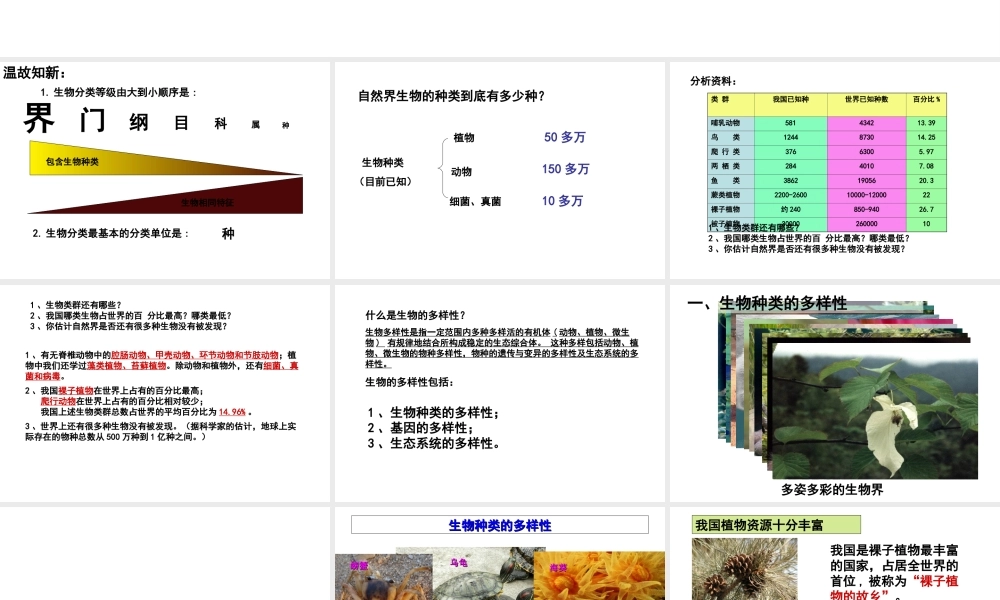 八年级生物上册 6.2《认识生物的多样性》课件3 （新版）新人教版-（新版）新人教级上册生物课件