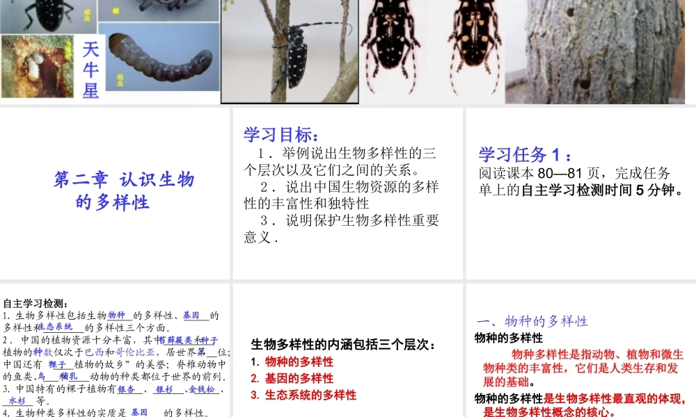 八年级生物上册 6.2《认识生物的多样性》课件4 （新版）新人教版-（新版）新人教级上册生物课件