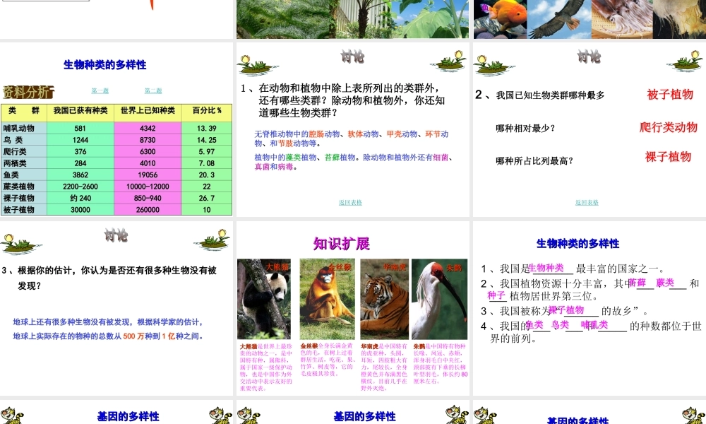 八年级生物上册 6.2认识生物的多样性课件 （新版）新人教版-（新版）新人教版初中八年级上册生物课件