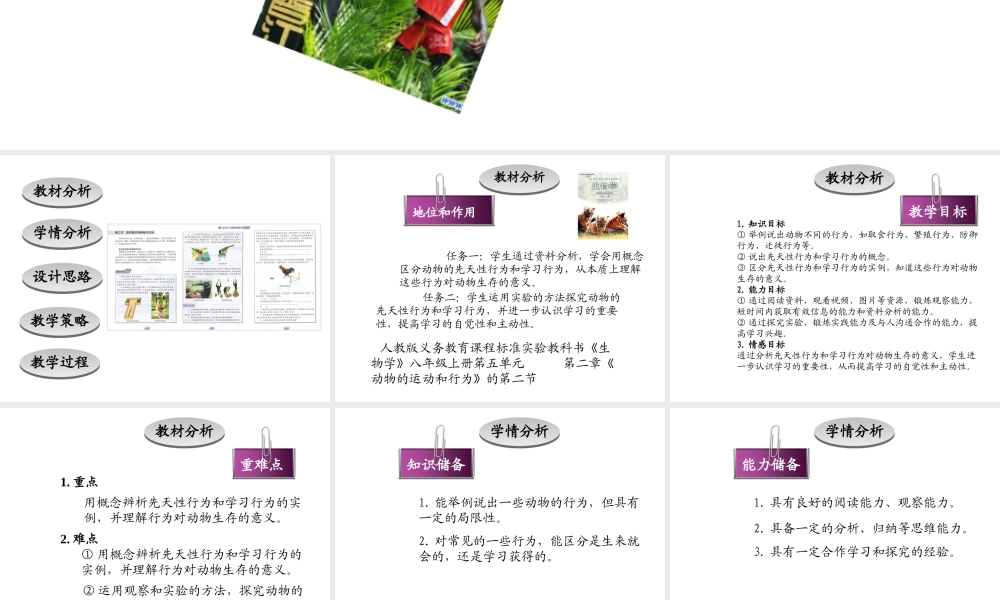 八年级生物上册 5.2.2《先天性行为和学习行为》课件 人教新课标版