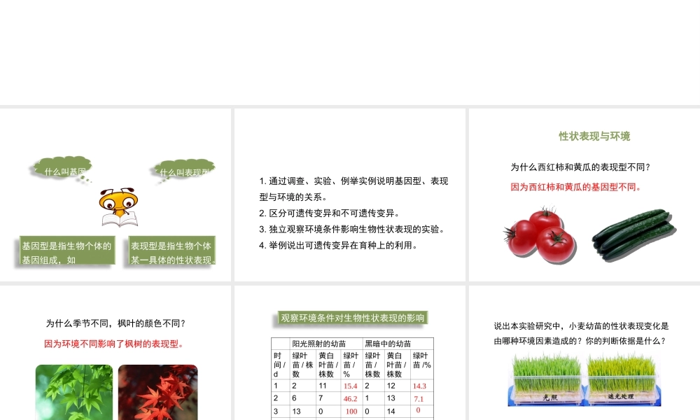 八年级生物上册 20.5 遗传与环境课件（1）（新版）北师大版-（新版）北师大版初中八年级上册生物课件