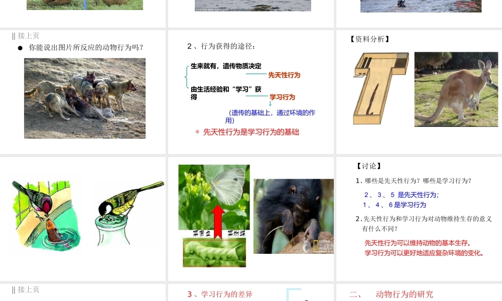 八年级生物上册 5.2.2《先天性行为和学习行为》课件3 （新版）新人教版-（新版）新人教级上册生物课件