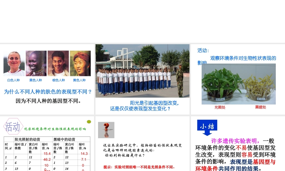 八年级生物上册 20.5《遗传与环境》课件1 （新版）北师大版-（新版）北师大版初中八年级上册生物课件