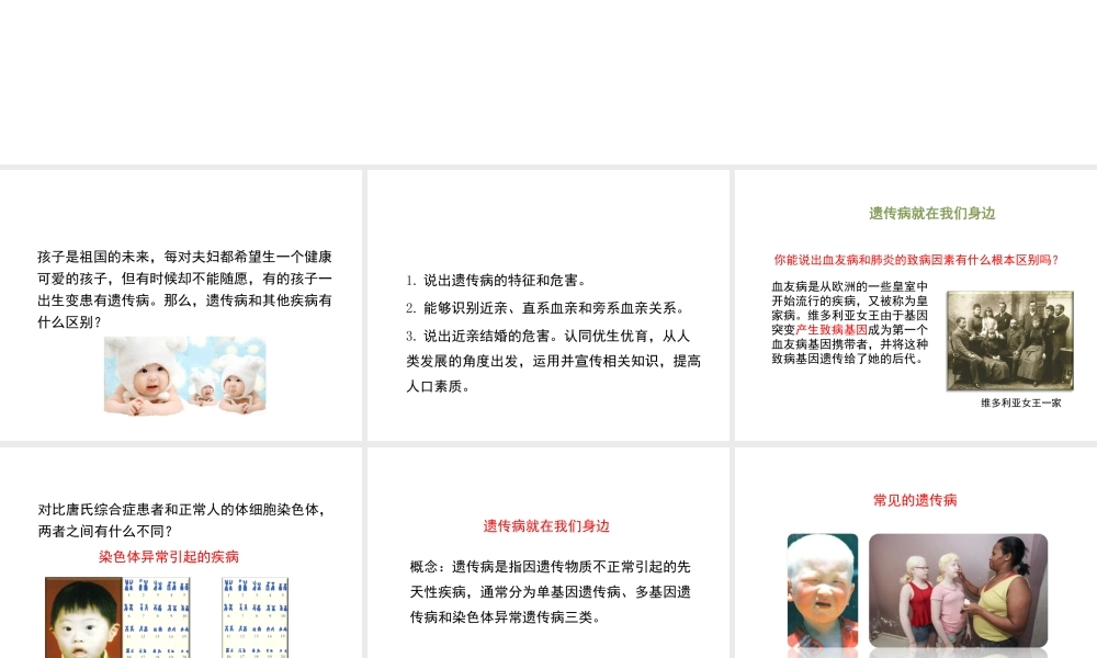 八年级生物上册 20.6 遗传病和人类健康课件（1）（新版）北师大版-（新版）北师大版初中八年级上册生物课件