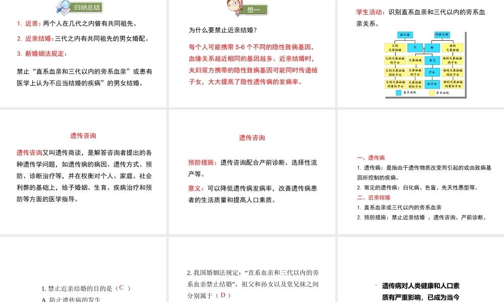 八年级生物上册 20.6 遗传病和人类健康课件（2）（新版）北师大版-人教版初中八年级全册生物课件