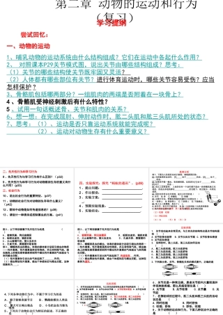 八年级生物上册 5.2动物的运动和行为复习课件 （新版）新人教版-（新版）新人教版初中八年级上册生物课件