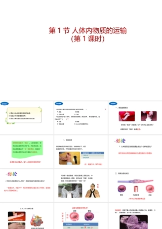 八年级生物上册 6.15.1 人体内物质的运输（第1课时）课件 （新版）苏科版-（新版）苏科级上册生物课件