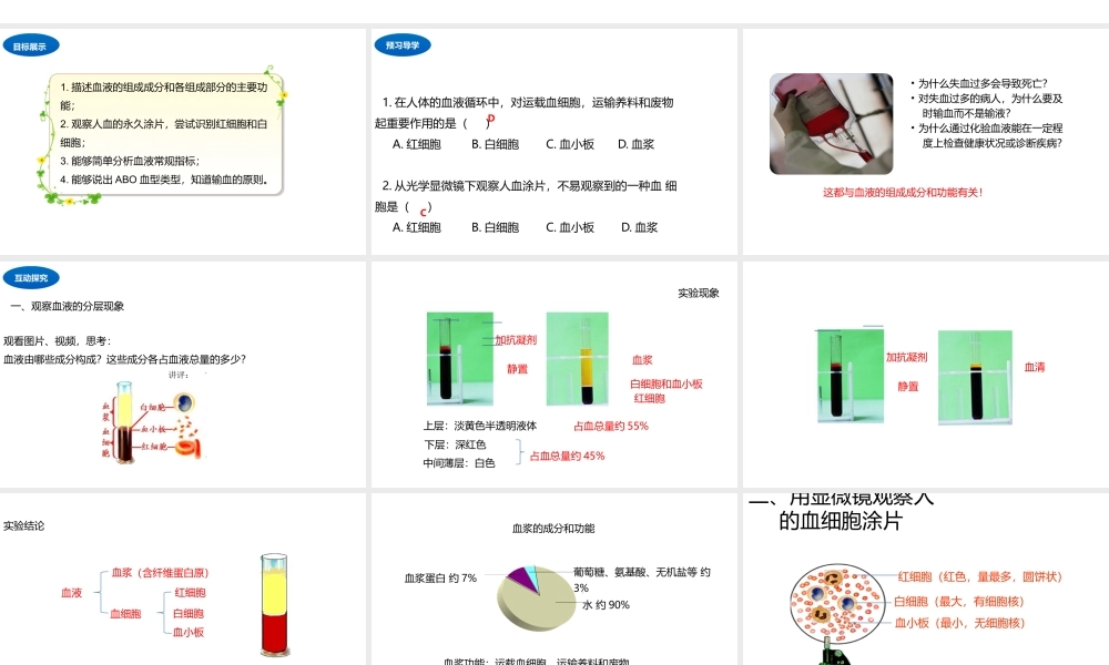 八年级生物上册 6.15.1 人体内物质的运输（第3课时）课件 （新版）苏科版-（新版）苏科级上册生物课件