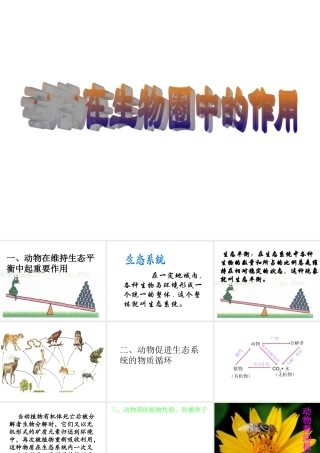 八年级生物上册 5.3 动物在生物圈中的作用课件4 （新版）新人教版