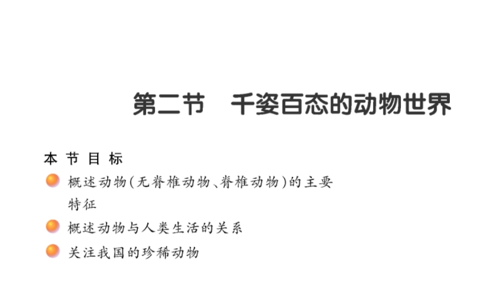 八年级生物上册 第14章第2节千姿百态的动物世界课件 （新版）苏教版-（新版）苏教版初中八年级上册生物课件