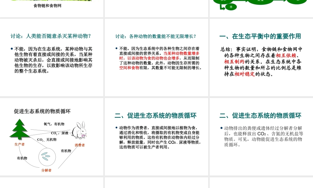八年级生物上册 5.3.1动物在自然界中的作用课件 人教新课标版