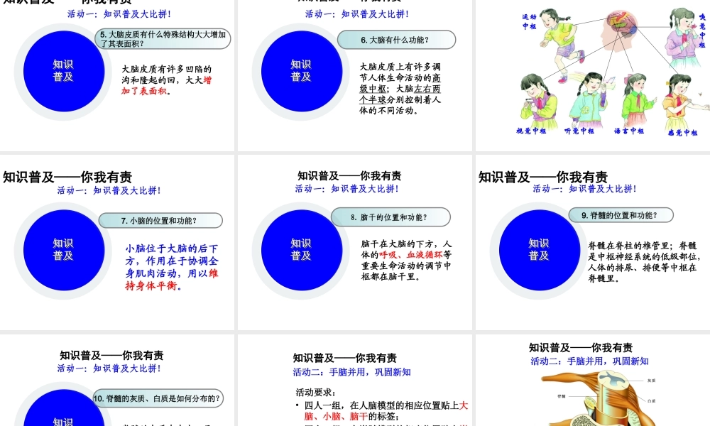 八年级生物上册 6.16.1《人体的神经调节》第1课时课件2 （新版）苏科版-（新版）苏科级上册生物课件