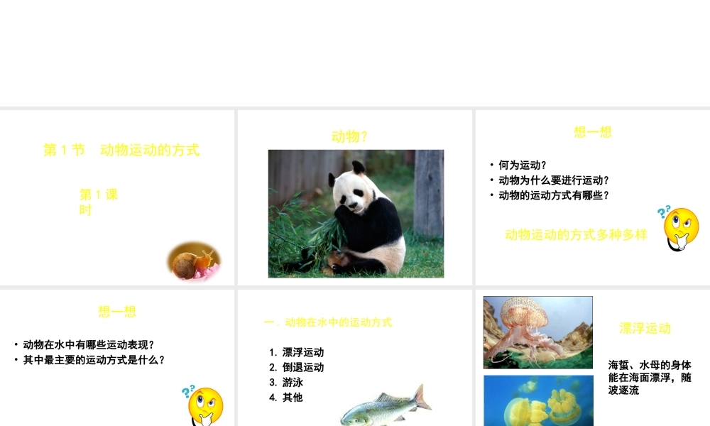 八年级生物上册 第15章 第1节 动物运动的方式课件1 （新版）北师大版