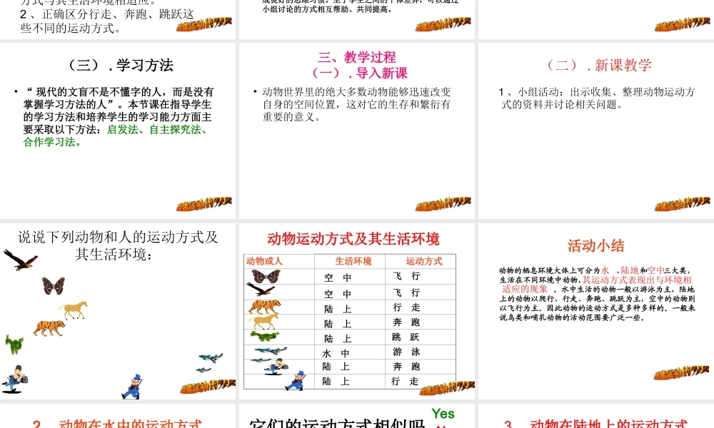 八年级生物上册 第15章 第1节 动物运动的方式说课课件 北师大版-北师大版初中八年级上册生物课件