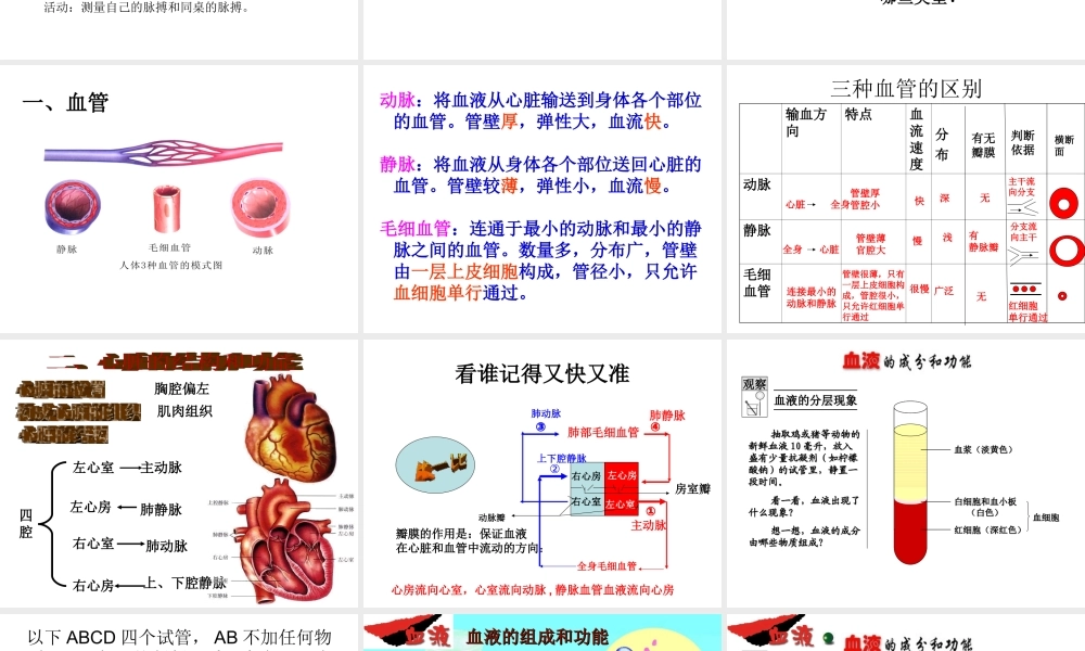 八年级生物上册 第15章 第1节 人体内物质的运输课件 苏科版-苏科级上册生物课件