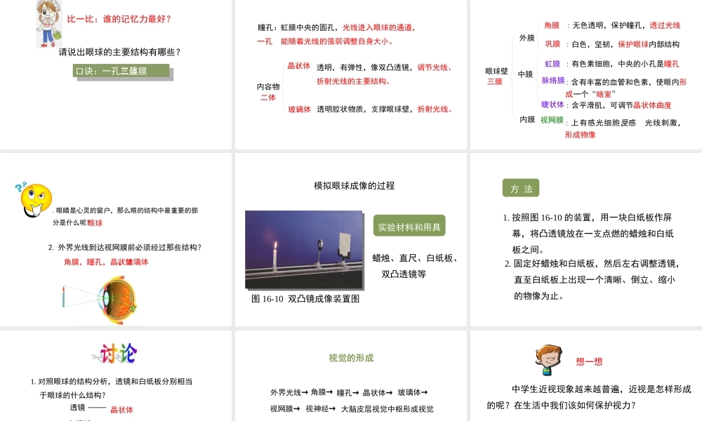 八年级生物上册 6.16.2《人体对信息的感知》第1课时课件1 （新版）苏科版-（新版）苏科级上册生物课件