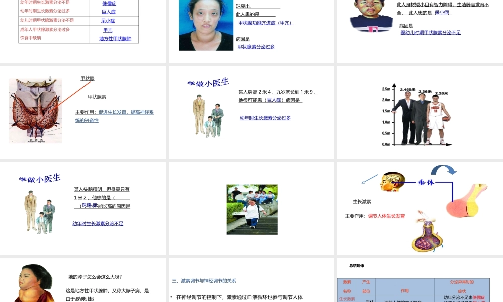 八年级生物上册 6.16.3人体的激素调节课件 （新版）苏科版-（新版）苏科级上册生物课件