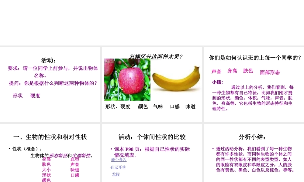 八年级生物上册 第1节 遗传和变异现象教学课件 北师大版