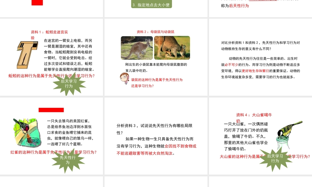 八年级生物上册 7.2.2《先天性行为和学习行为》（第1课时）课件 鲁科版五四制-鲁科级上册生物课件