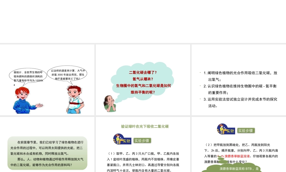 八年级生物上册 6.18.2《绿色植物与生物圈中的碳-氧平衡》课件1 （新版）苏科版-（新版）苏科级上册生物课件