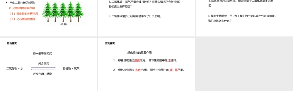 八年级生物上册 6.18.2绿色植物与生物圈中的碳-氧平衡课件 （新版）苏科版-（新版）苏科级上册生物课件