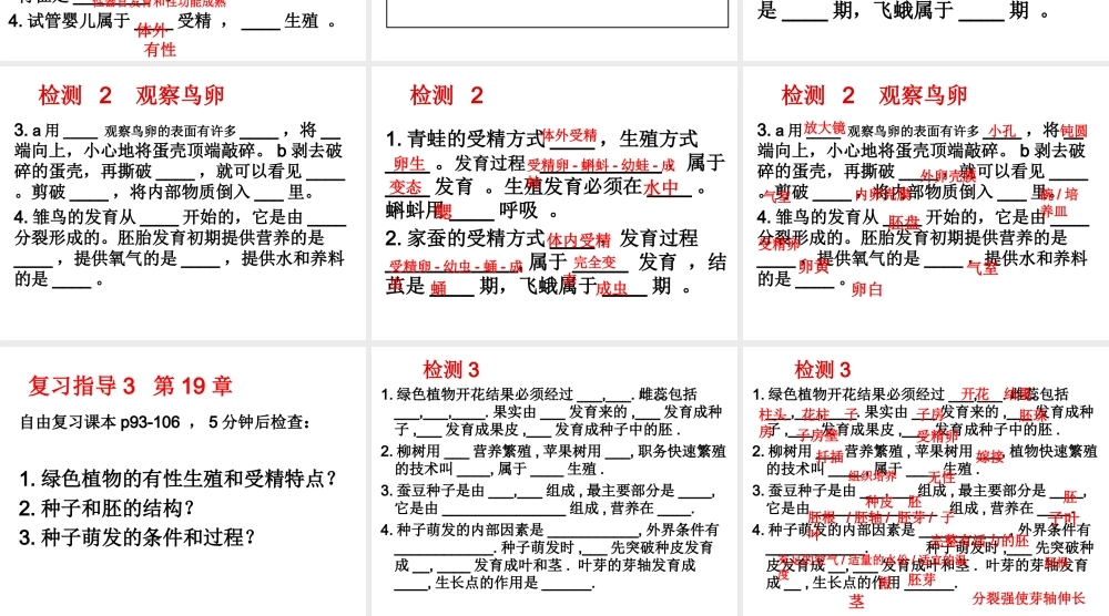 八年级生物上册 期末复习（18-21章）课件 （新版）苏科版-（新版）苏科级上册生物课件