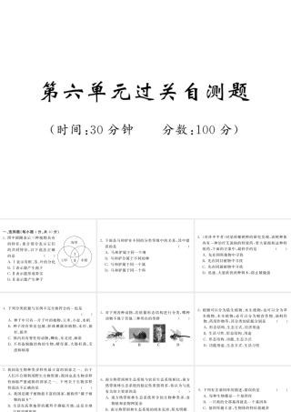 八年级生物上册 期末复习两周通 第六单元 生物的多样性及其保护过关自测试习题课件 （新版）新人教版-（新版）新人教版初中八年级上册生物课件