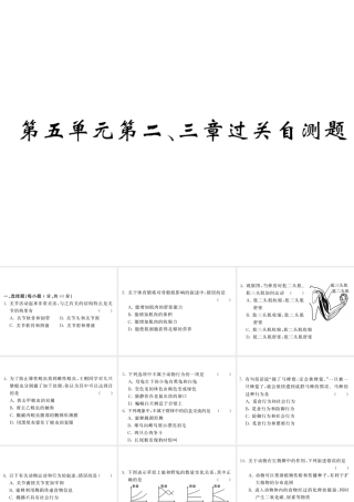 八年级生物上册 期末复习两周通 第五单元 第二 三章过关自测试习题课件 （新版）新人教版-（新版）新人教版初中八年级上册生物课件