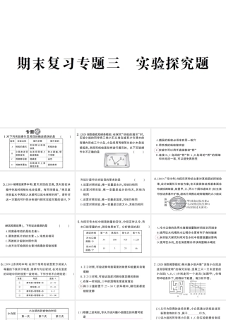 八年级生物上册 期末复习专题三 实验探究题课件 （新版）新人教版-（新版）新人教版初中八年级上册生物课件