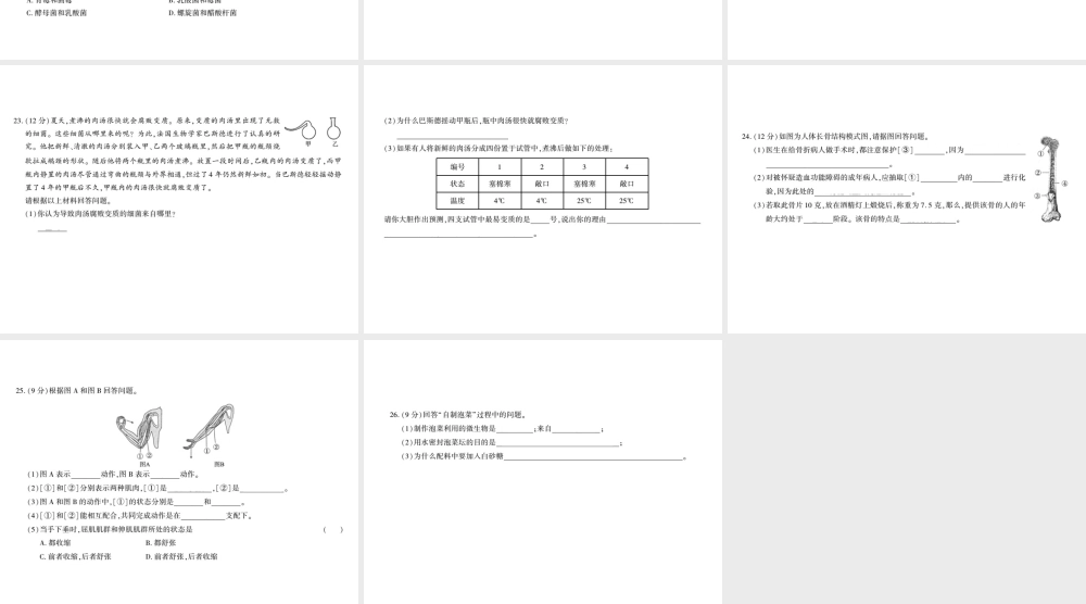 八年级生物上册 期中测评卷课件 （新版）北师大版-（新版）北师大级上册生物课件
