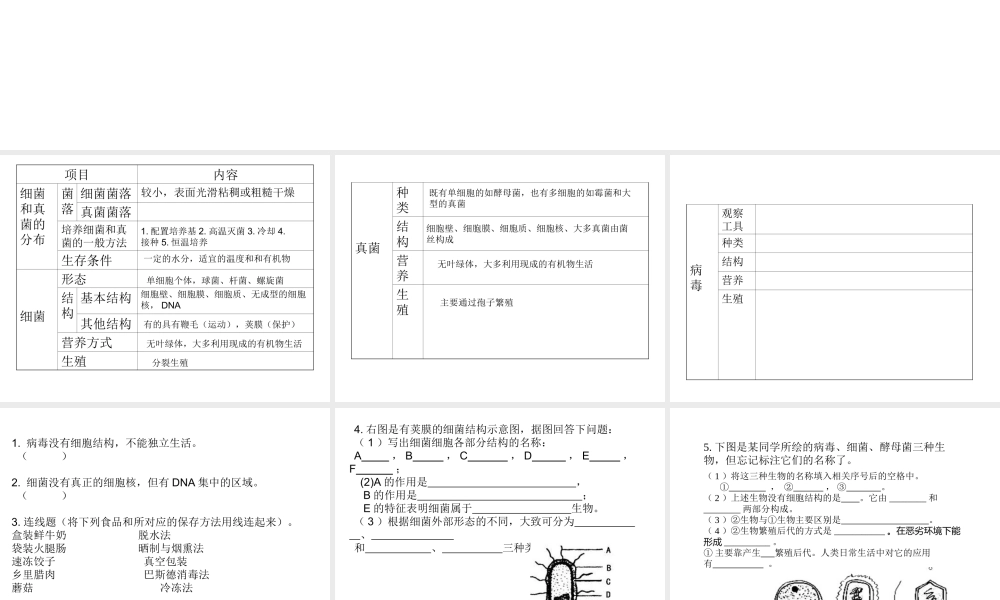 八年级生物上册 第4-5章知识梳理课件 （新版）新人教版
