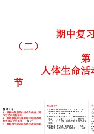 八年级生物上册 期中复习（二）第16章 人体生命活动的调节课件 （新版）苏科版-（新版）苏科级上册生物课件