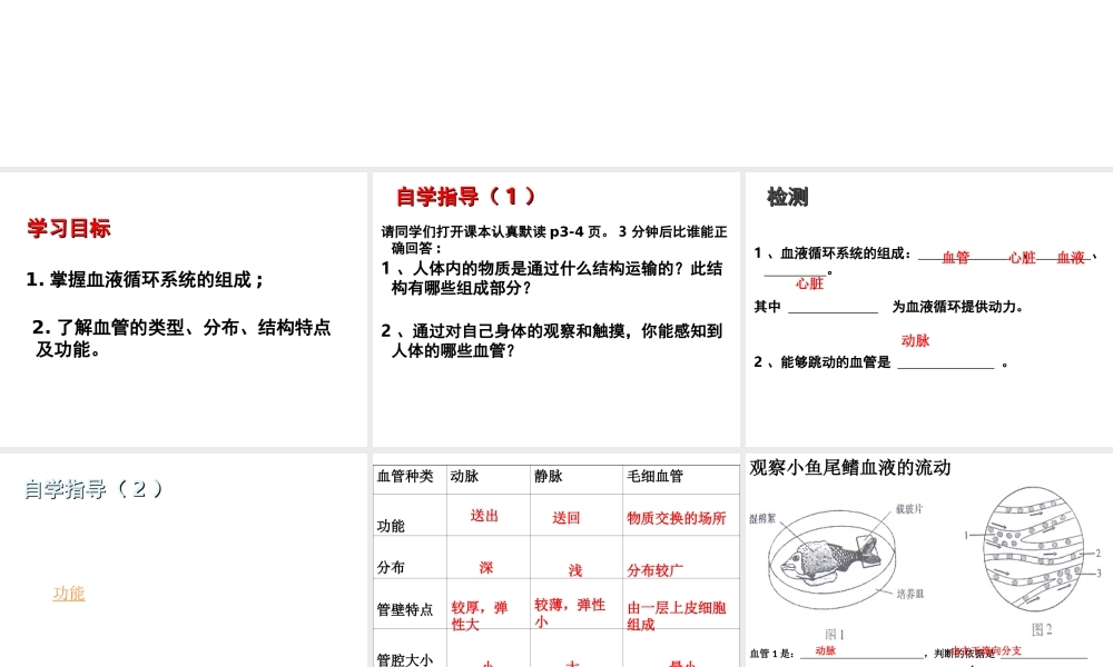 八年级生物上册 第15章 第1节人体内物质的运输课件1 （新版）苏科版-（新版）苏科级上册生物课件
