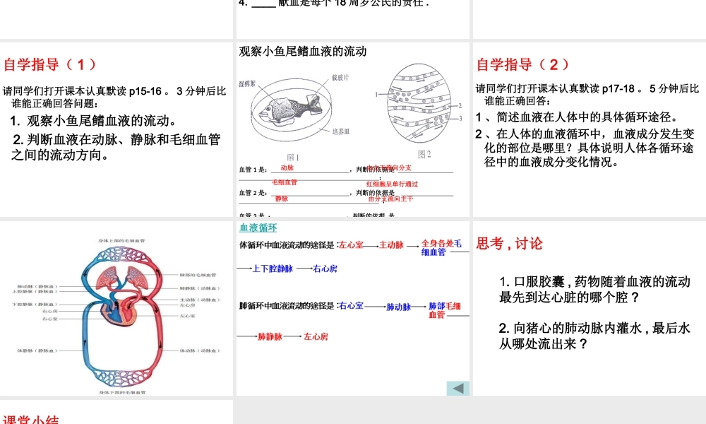 八年级生物上册 第15章 第1节人体内物质的运输课件4 （新版）苏科版-（新版）苏科版初中八年级上册生物课件