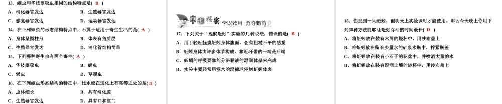 八年级生物上册 第5单元 第1章 第2节 线形动物和环节动物习题课件 （新版）新人教版-（新版）新人教版初中八年级上册生物课件