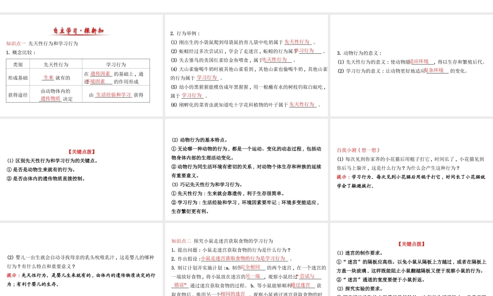 八年级生物上册 探究导学课型 5.2.2 先天性行为和学习行为课件 （新版）新人教版-（新版）新人教版初中八年级上册生物课件