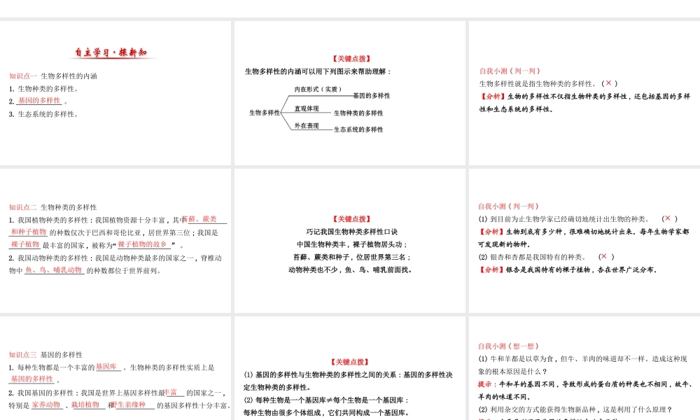 八年级生物上册 探究导学课型 6.2 认识生物的多样性课件 （新版）新人教版-（新版）新人教级上册生物课件