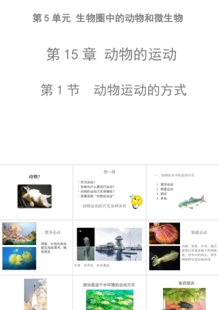 八年级生物上册 第5单元 第15章 第1节 动物的运动方式课件 北师大版-北师大级上册生物课件