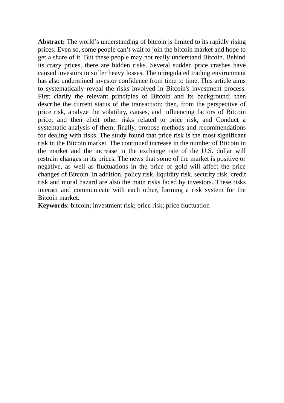 比特币的投资风险及其防范措施分析研究  财务会计学专业_第2页