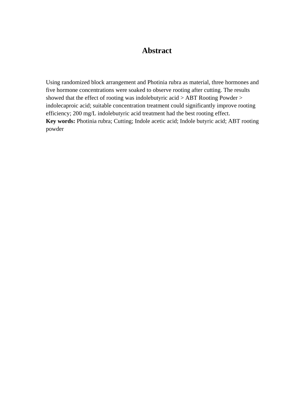 不同生长调节剂对红叶石楠扦插的影响分析研究  农业学管理专业_第2页