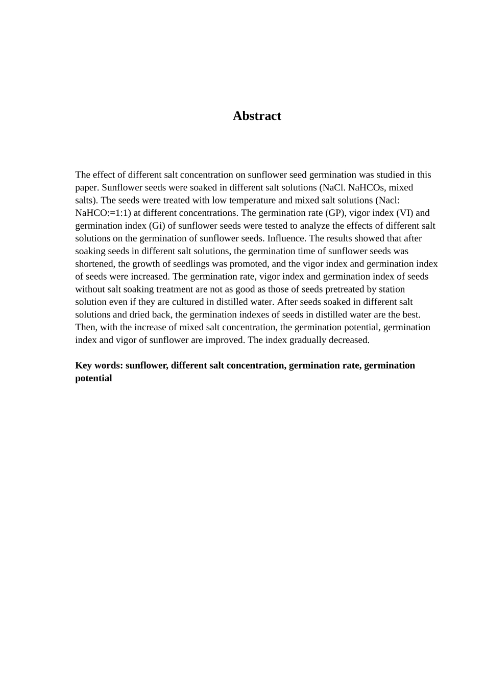 不同盐浓度对向日葵种子发芽的影响分析研究 农业学管理专业_第3页