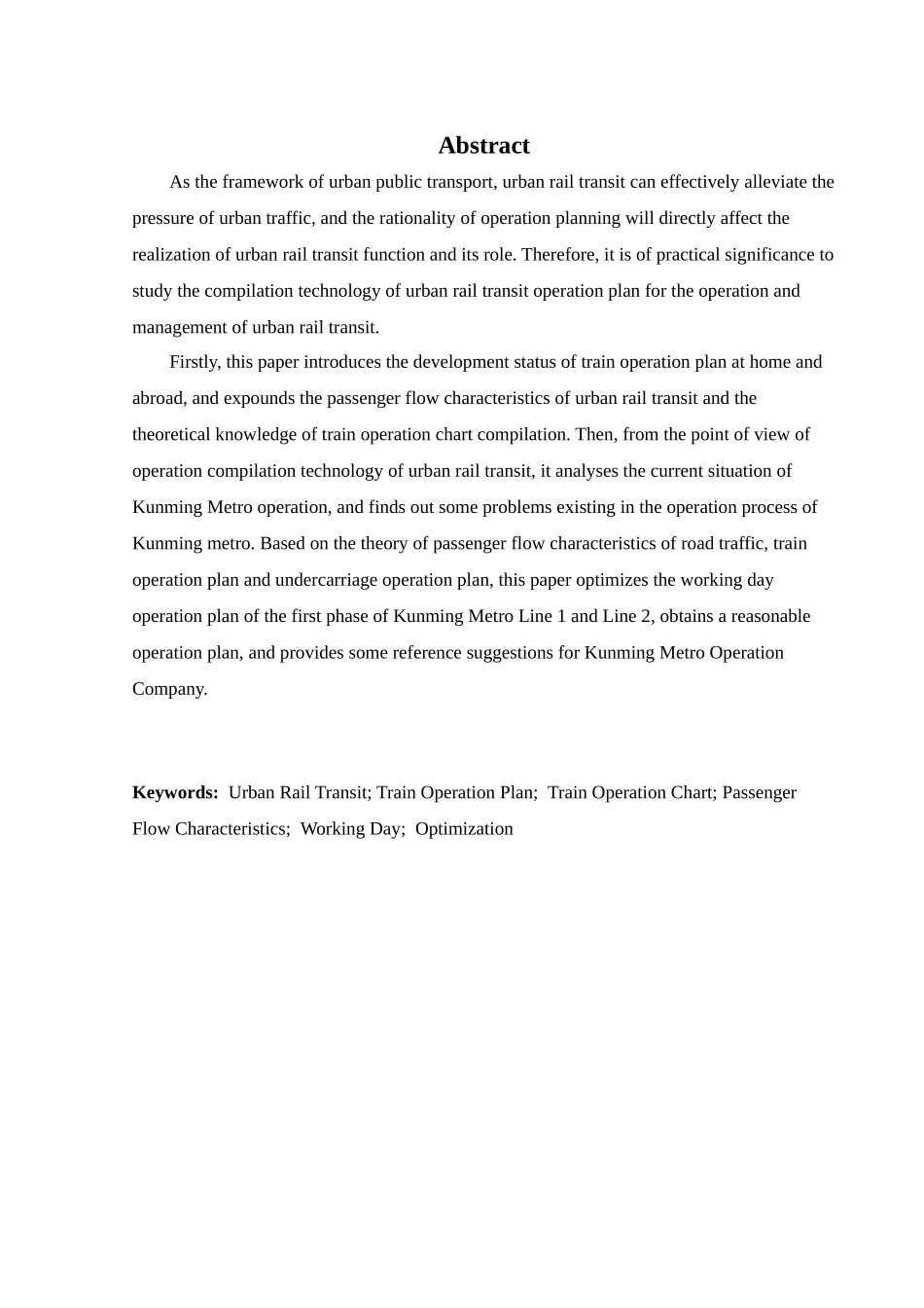 城市轨道交通工作日列车运营计划优化方案研究分析——以昆明地铁1、2号线首期工程为例  交通运输管理专业_第2页