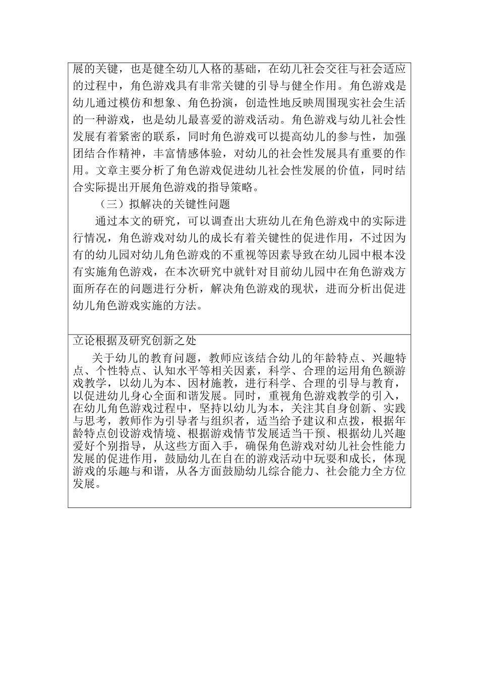 大班幼儿角色游戏的实践游戏研究分析 学前教育专业   开题报告_第2页