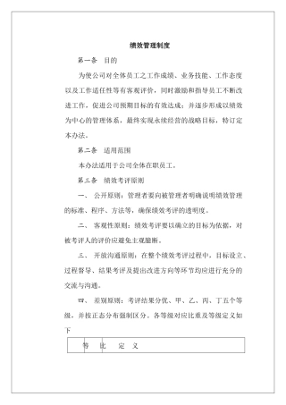 人事绩效管理制度