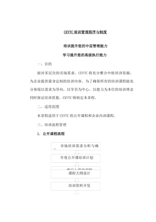 人事制度培训管理流程与制度