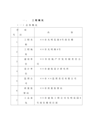 市光明花园号商住楼施工组织设计