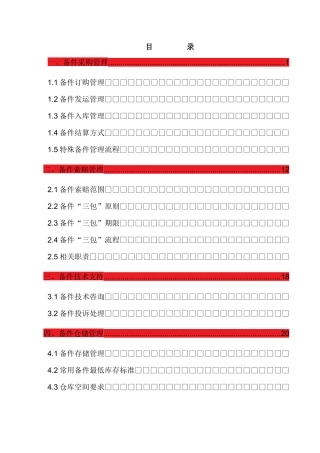 长安汽车经销商运营管理标准手册之备件管理