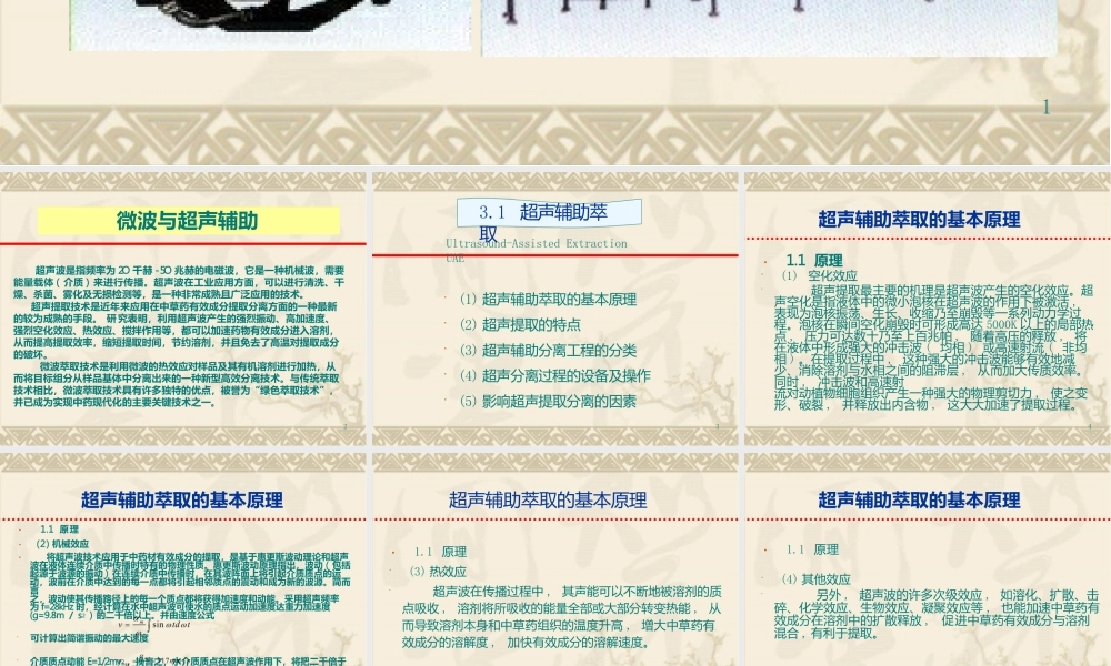 超声及微波辅助萃取